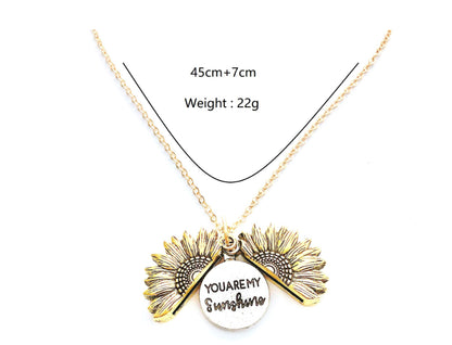 Sunflower pendant necklace, front view