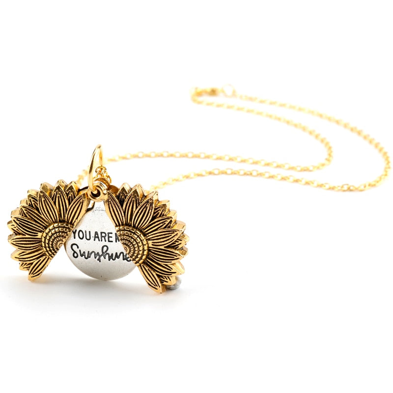 Sunflower pendant necklace, styling view