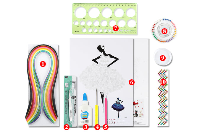 DIY paper quilling craft kit contents, small set