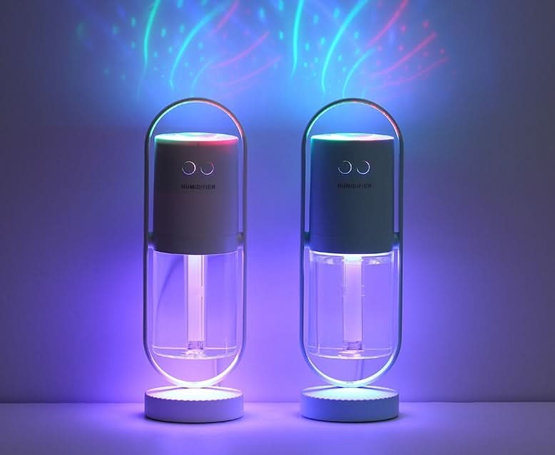 Magic Shadow USB-Luftbefeuchter für Zuhause mit Projektionsnachtlichtern, Ultraschall-Autonebelgenerator, Mini-Büro-Luftreiniger