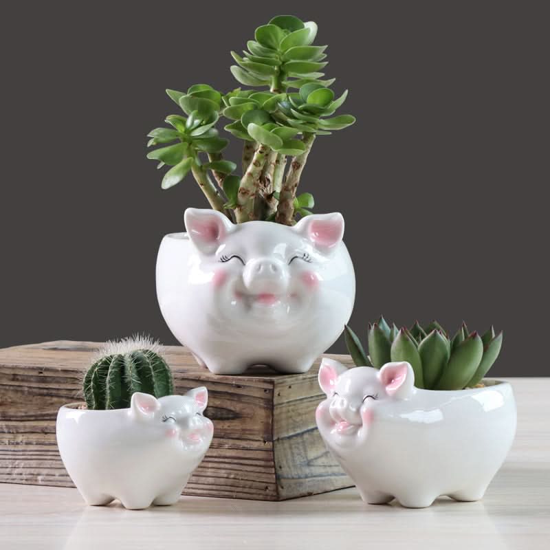 Simple Nordic Cartoon Animal Succulent Flower Pot Ceramic Decorative Ornaments