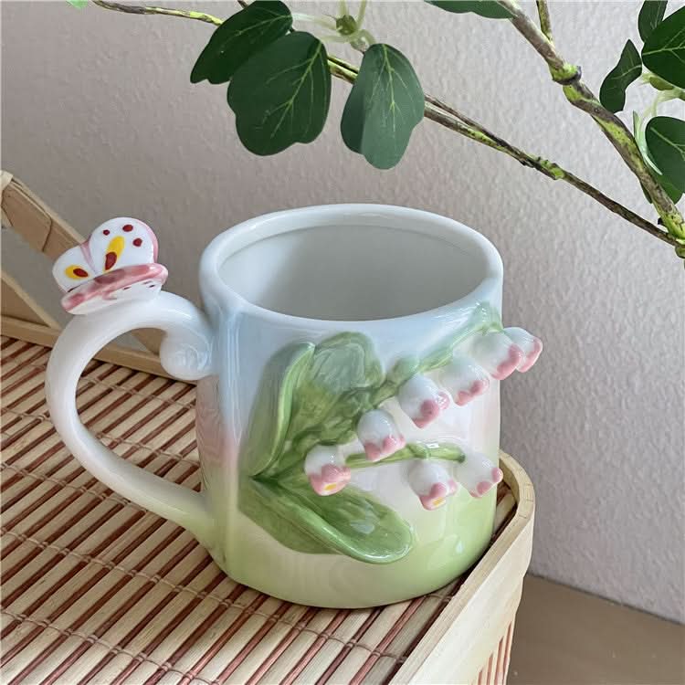 Three-Dimensional Tulip Rose Ceramic Cup