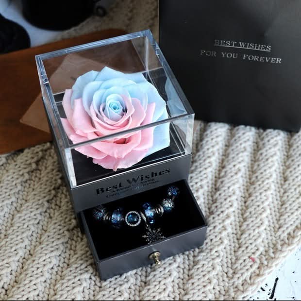 Eternal Rose and Carnation Flower Jewelry Box– A Timeless Symbol of Love
