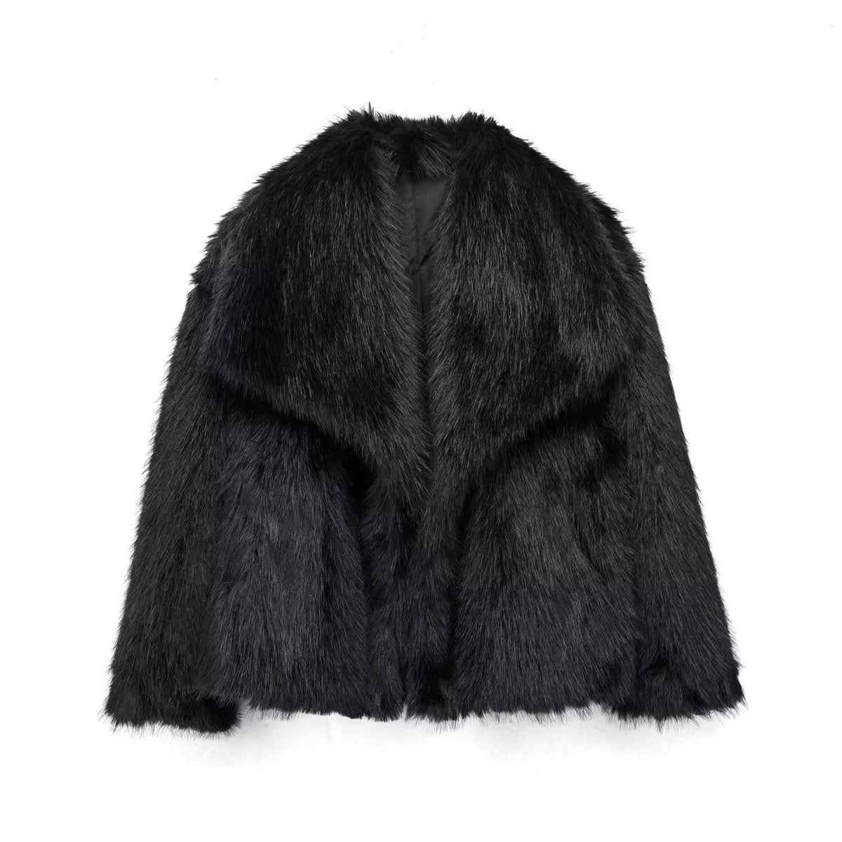 Manteau d'hiver en peluche chaude et épaisse, style tendance, veste à revers duveteuse, haut décontracté à manches longues pour femmes