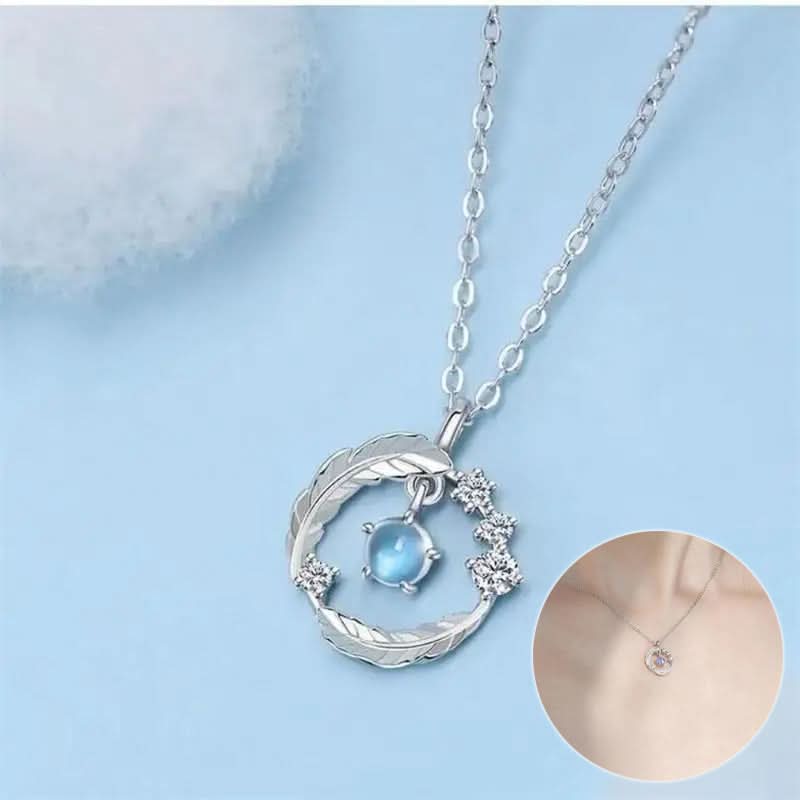 Feather Shaped Silver Plated Necklace with Pendant