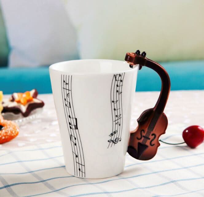 Musical Coffee Mug with saxophone handle