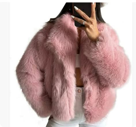 Manteau d'hiver en peluche chaude et épaisse, style tendance, veste à revers duveteuse, haut décontracté à manches longues pour femmes