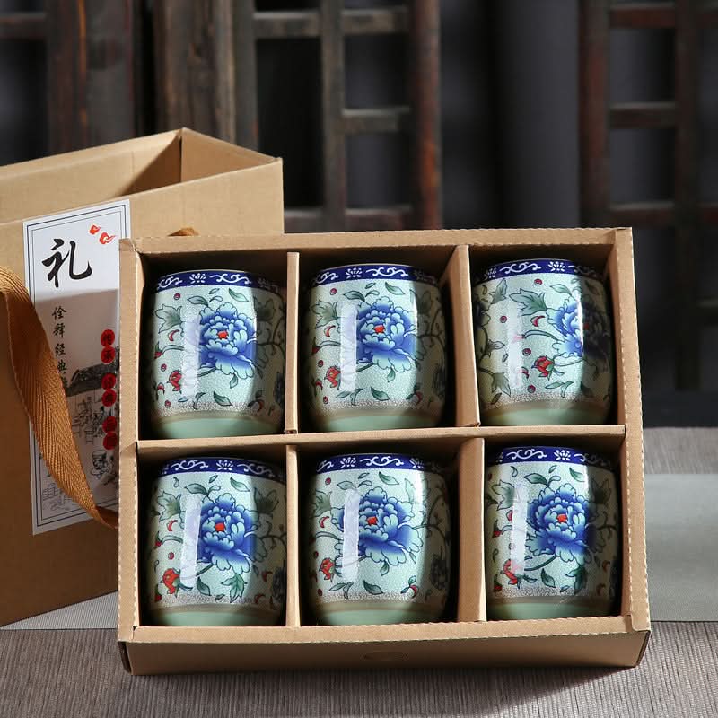 Japanese-Style Porcelain Cup Gift Box Set