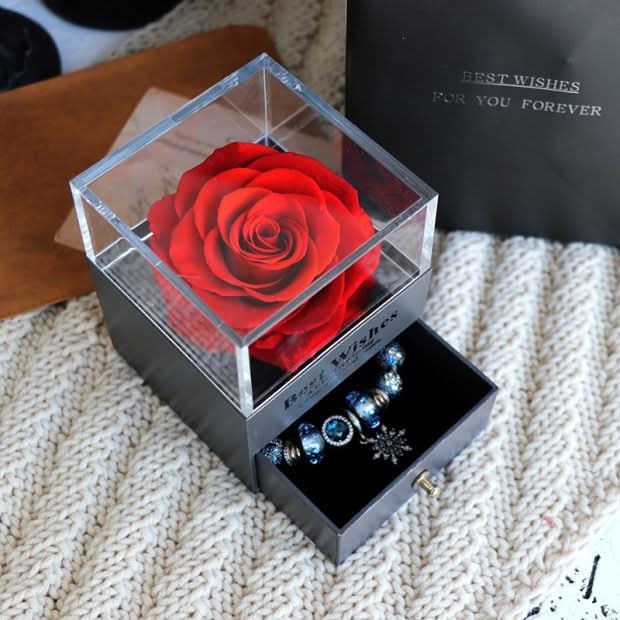 Eternal Rose and Carnation Flower Jewelry Box– A Timeless Symbol of Love