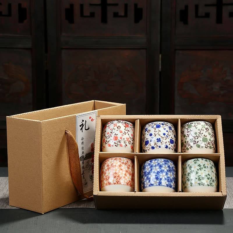 Japanese-Style Porcelain Cup Gift Box Set