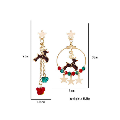 Creative Christmas Elk Star Pendant Set Jewelry Earrings