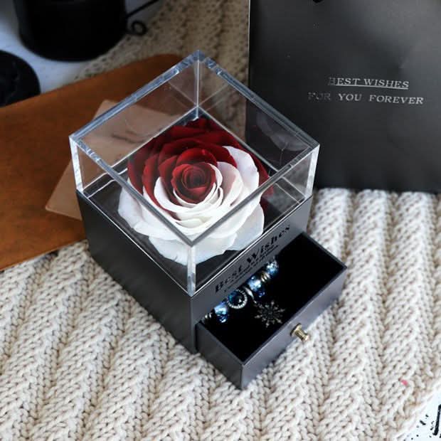 Eternal Rose and Carnation Flower Jewelry Box– A Timeless Symbol of Love