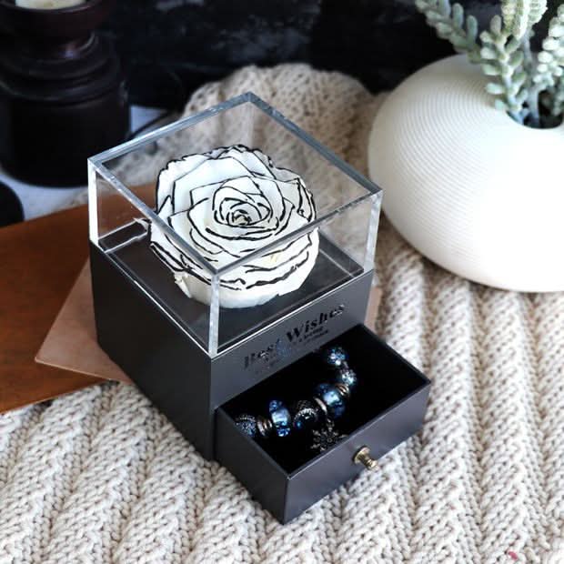 Eternal Rose and Carnation Flower Jewelry Box– A Timeless Symbol of Love