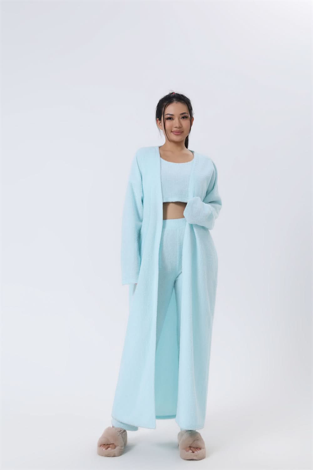Ensemble pyjama confortable, ensemble de détente 3 pièces, vêtements d'intérieur mignons, ensembles chauds, ensemble assorti, ensemble de détente, ensembles pantalon 3 pièces, robe d'hiver pour femme