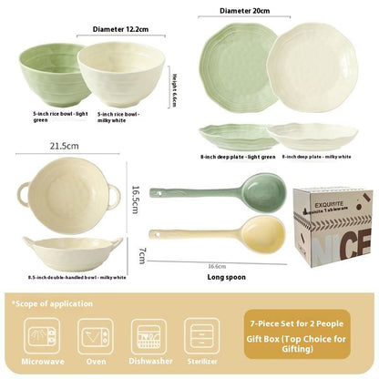 Household Solid Color Versatile Ceramic Tableware And Dishes Set