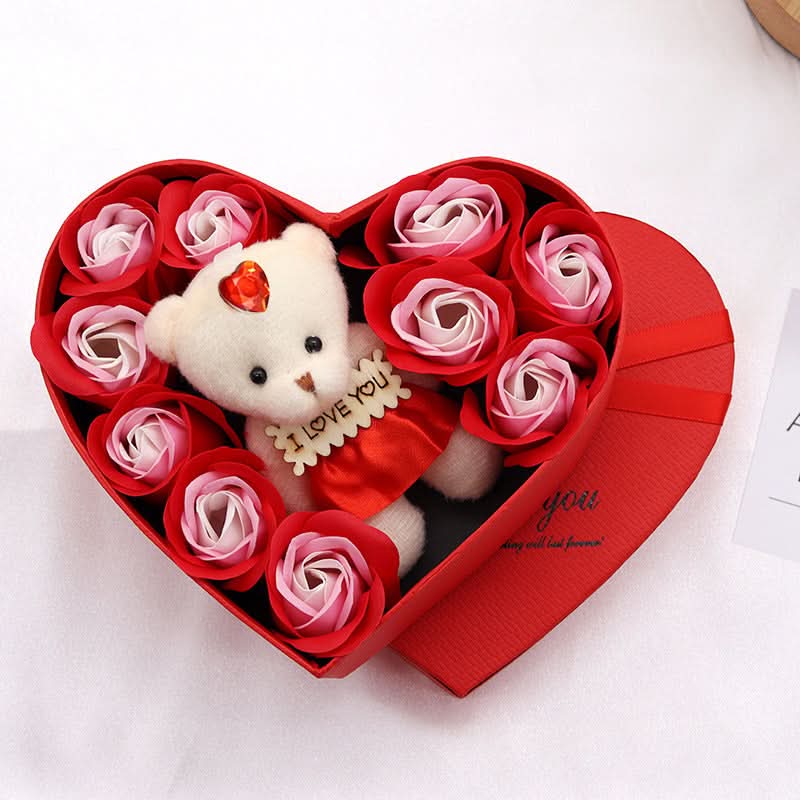 Coffret cadeau de savon en forme de cœur et de rose - Cadeau de Saint-Valentin