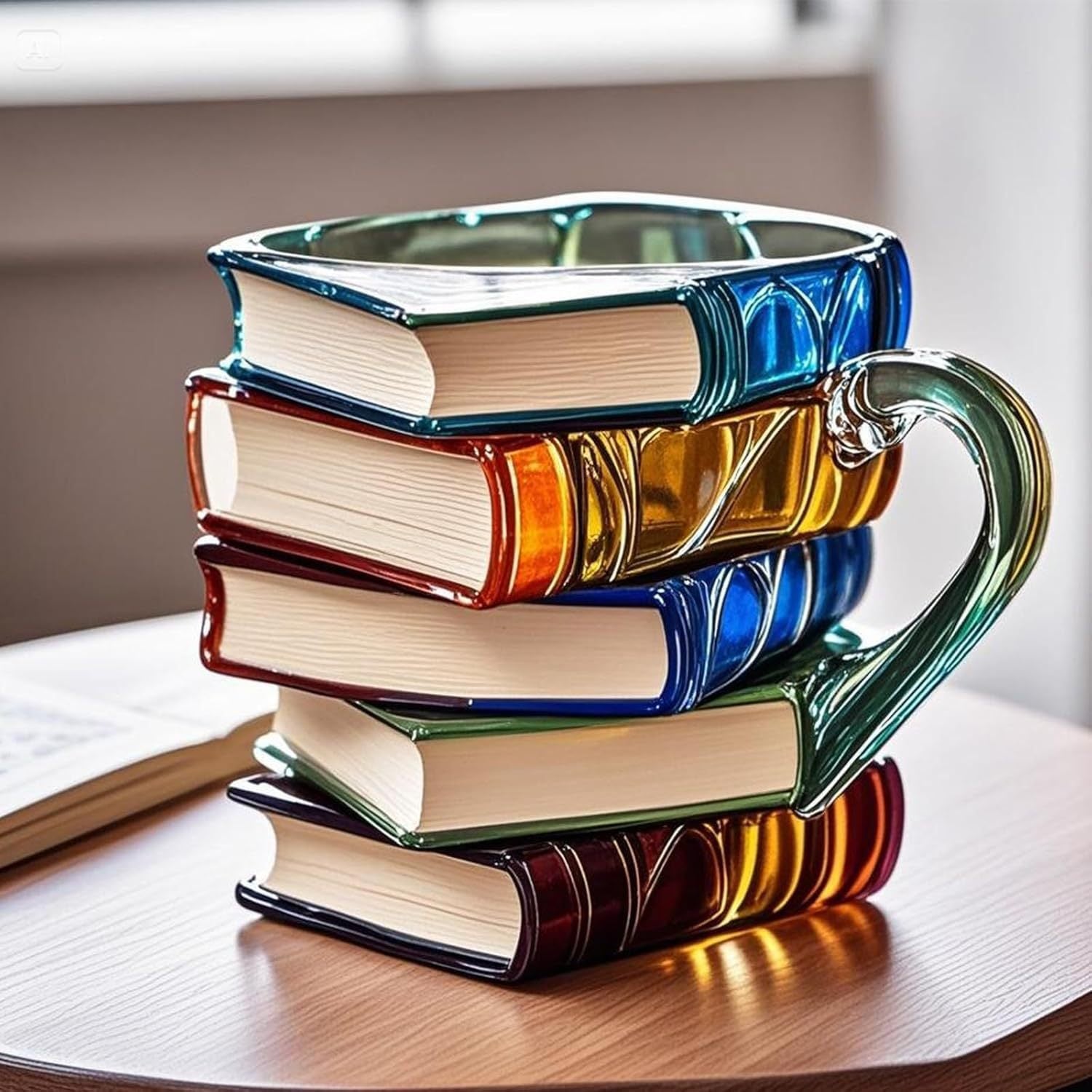 Book-Stacking Coffee Mug, Painted Design - Earthy Cove