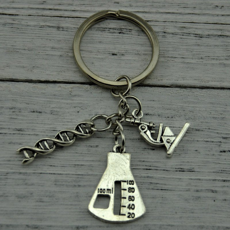DNA double helix molecule keychain