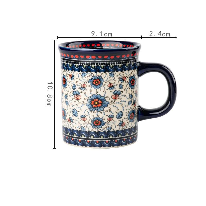 Vintage Floral Pattern Large Capacity Ceramic Mug