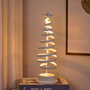 Décoration lumineuse de table en spirale en forme de sapin de Noël à LED, lampe de bureau en fer forgé, veilleuse décorative pour chambre ou chambre.