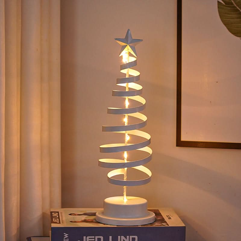 LED Spiral Christmas Tree Table Light, Wrought Iron