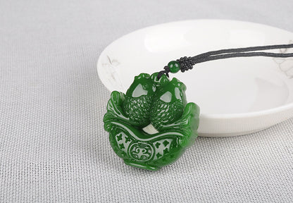 Hetian jade fish pendant, worn on necklace