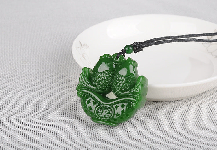 Hetian jade fish pendant, worn on necklace