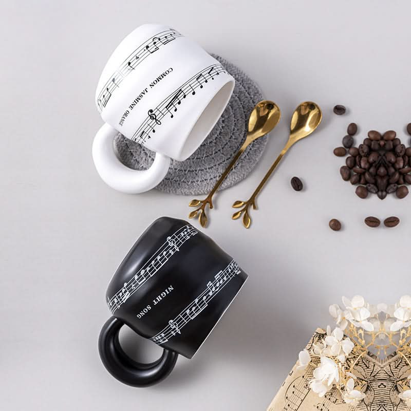 Mug rétro en céramique à musique, motif spirale créative, tasse à café haut de gamme pour la maison