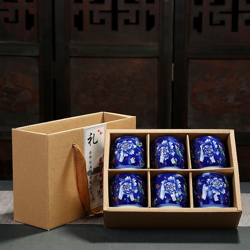 Japanese-Style Porcelain Cup Gift Box Set