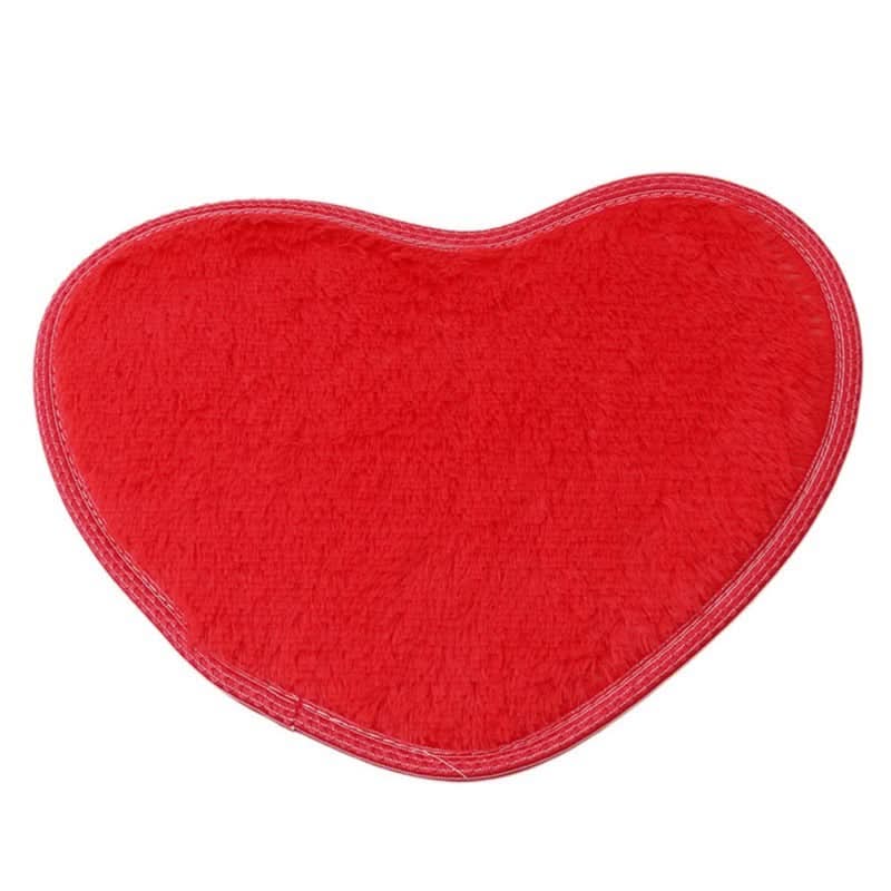 Tapis de chambre en soie et laine en forme de cœur, doux et non pelucheux, idéal pour une chambre à coucher.