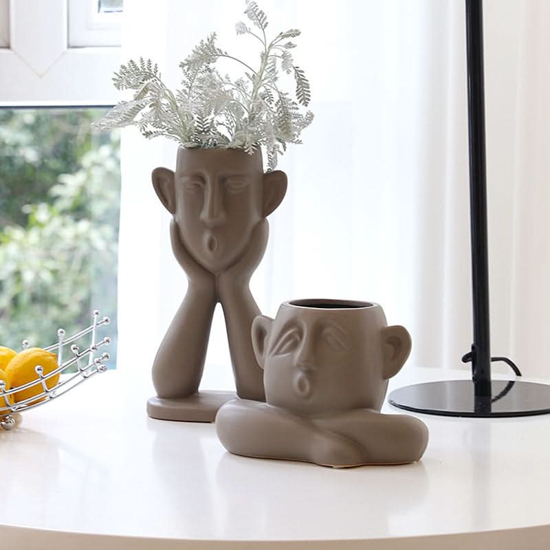 Face & Hand Ceramic Vase Decoration