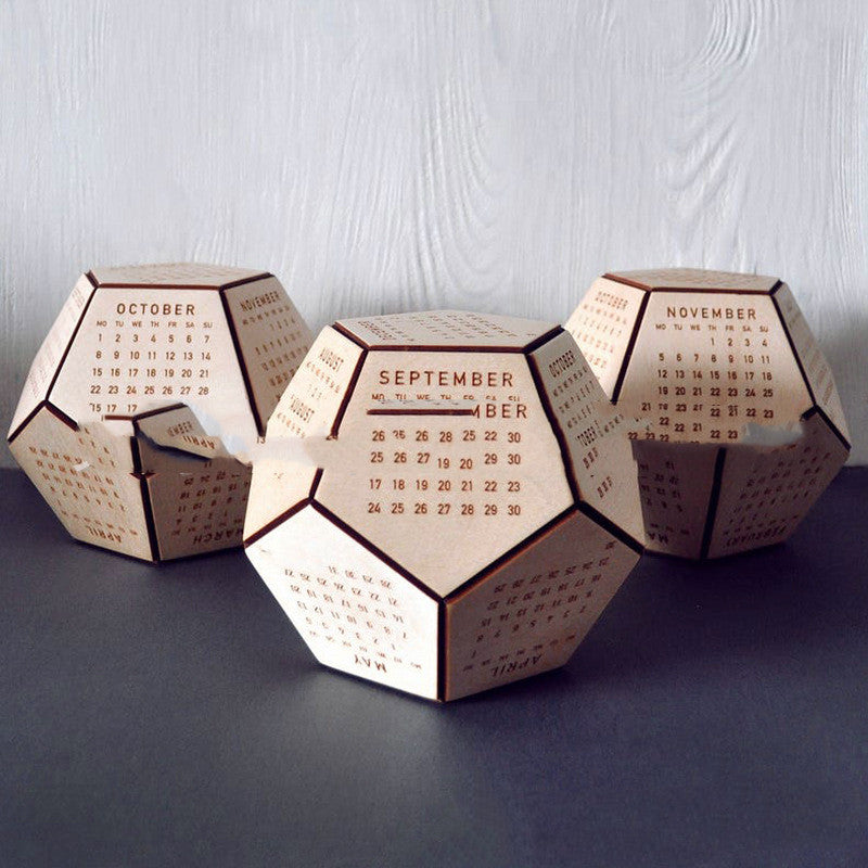 Wooden Calendar Dodecahedron side view