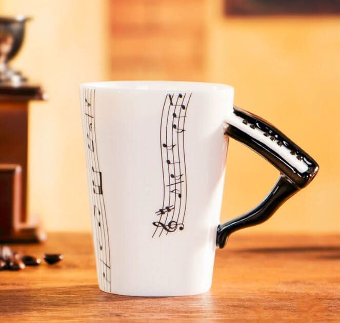 Musical Coffee Mug with saxophone handle