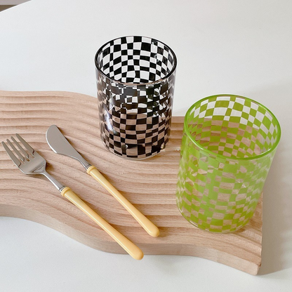 Nordic plaid glass cup alternate angle