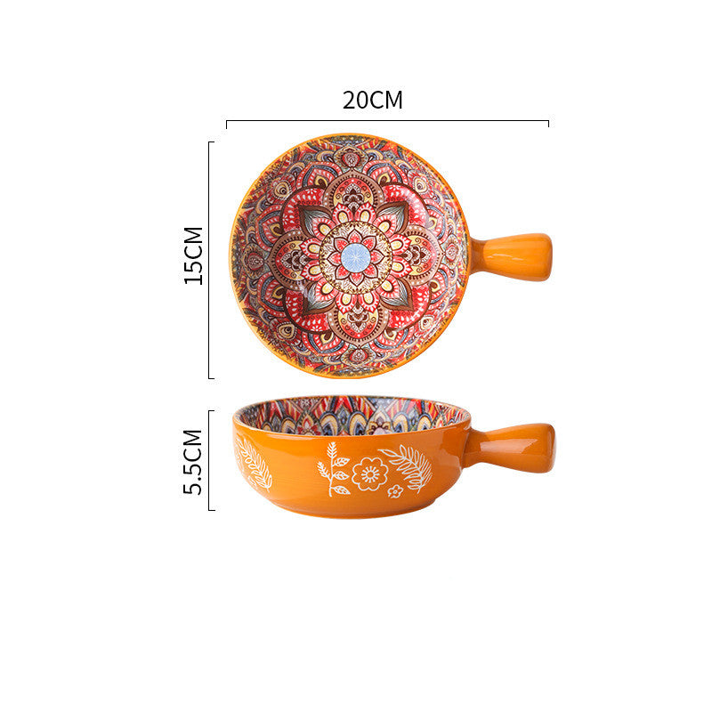 Glazed ceramic bowl styled with dessert