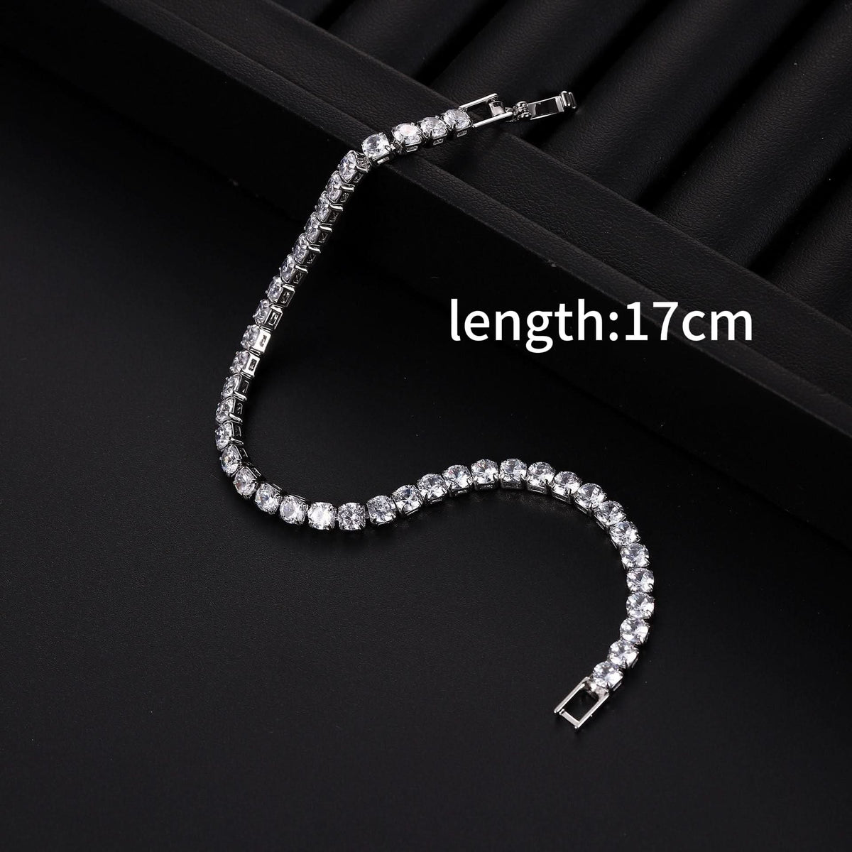 Sparkling Zircon Bracelet, Unisex, Detachable Extender Chain