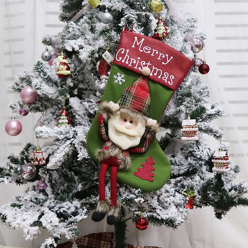 3D Plush Christmas Stockings Set, Large