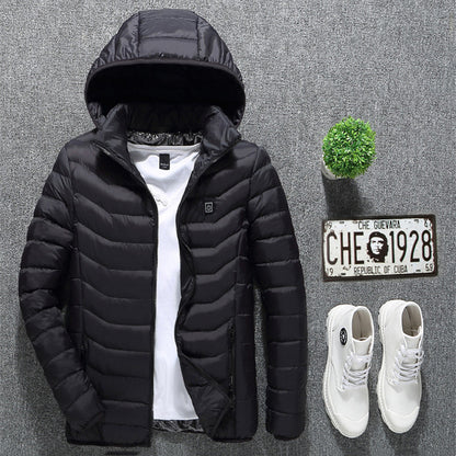 USB Heated Jacket for Men – 3-Level Electric Thermal Coat with Cotton Lining