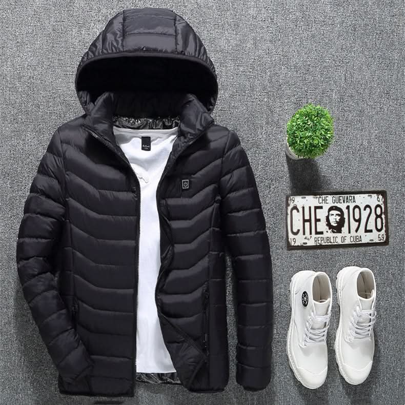 USB-beheizbare Jacke für Herren – 3-stufiger elektrischer Thermomantel mit Baumwollfutter 