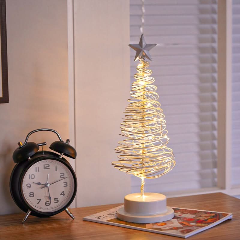 LED Spiral Christmas Tree Table Light, Wrought Iron