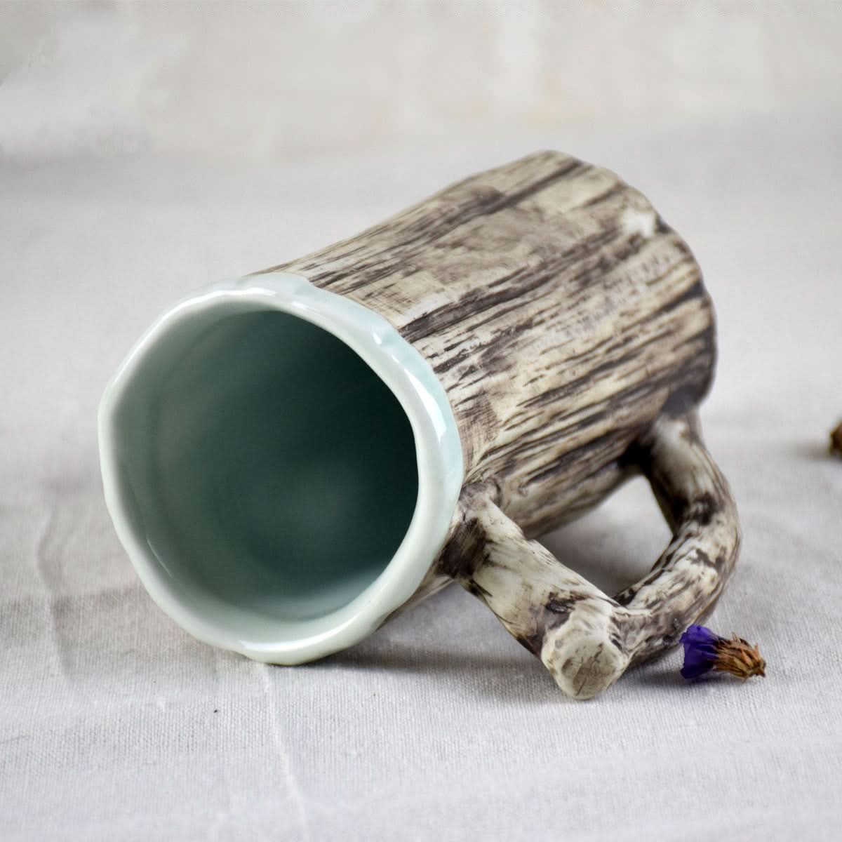 Textured Bark-Design Ceramic Mug