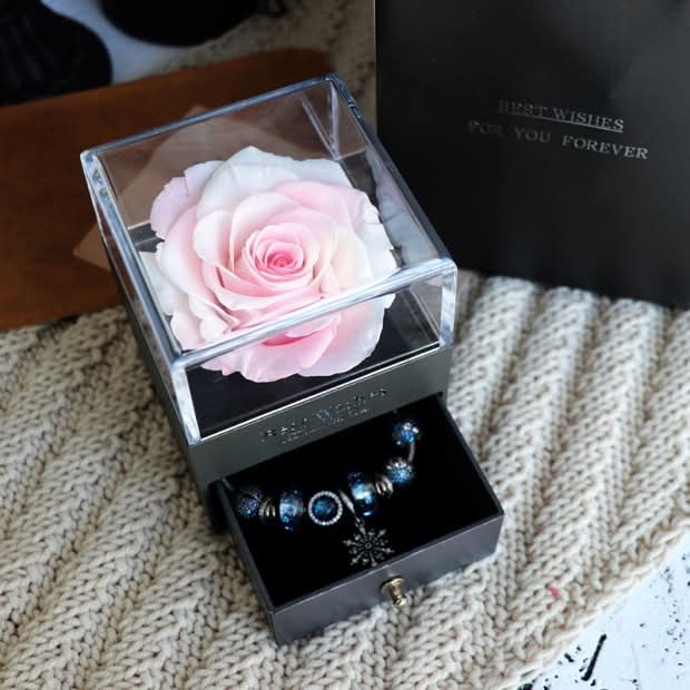 Eternal Rose and Carnation Flower Jewelry Box– A Timeless Symbol of Love