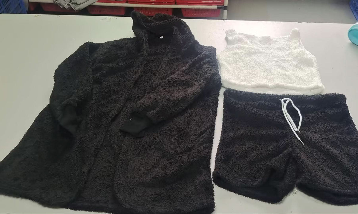 Women's Long Sleeve Crop Top and Shorts Pajama Set, 3pcs