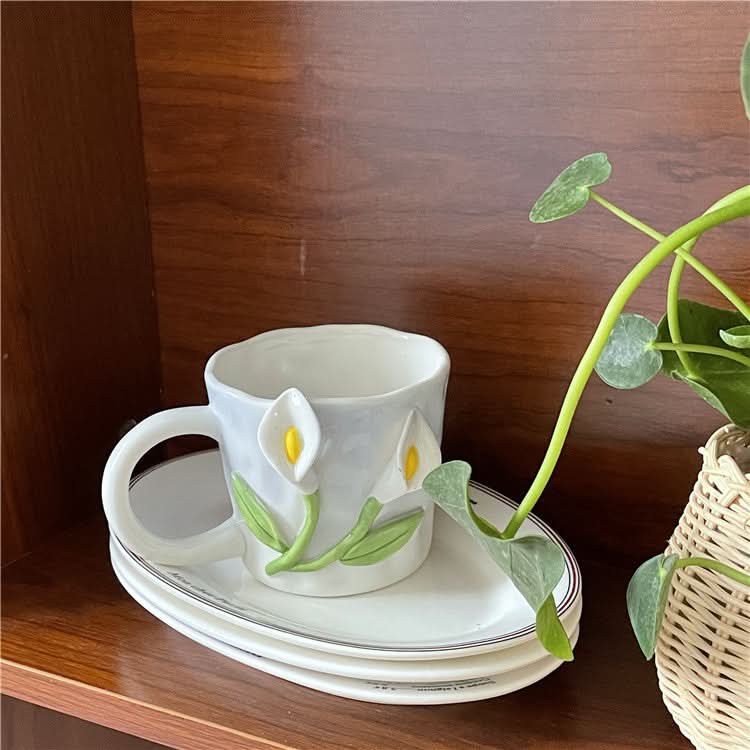 Three-Dimensional Tulip Rose Ceramic Cup