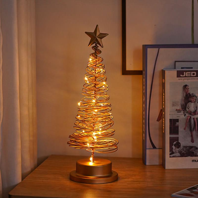 LED Spiral Christmas Tree Table Light, Wrought Iron