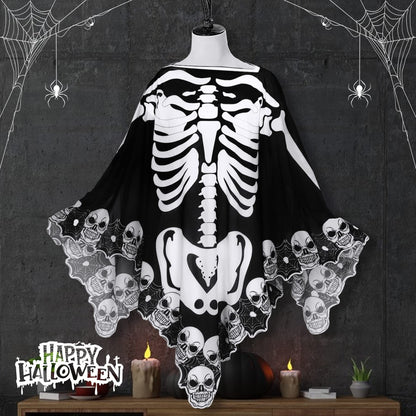 Halloween-Spitzenponcho in Übergröße, Skelett-Umhang, Tag der Toten-Kostüme für Damen, 150 x 150 cm – Verkauf auf Amazon verboten