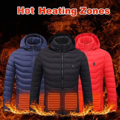 USB Heated Jacket for Men – 3-Level Electric Thermal Coat with Cotton Lining