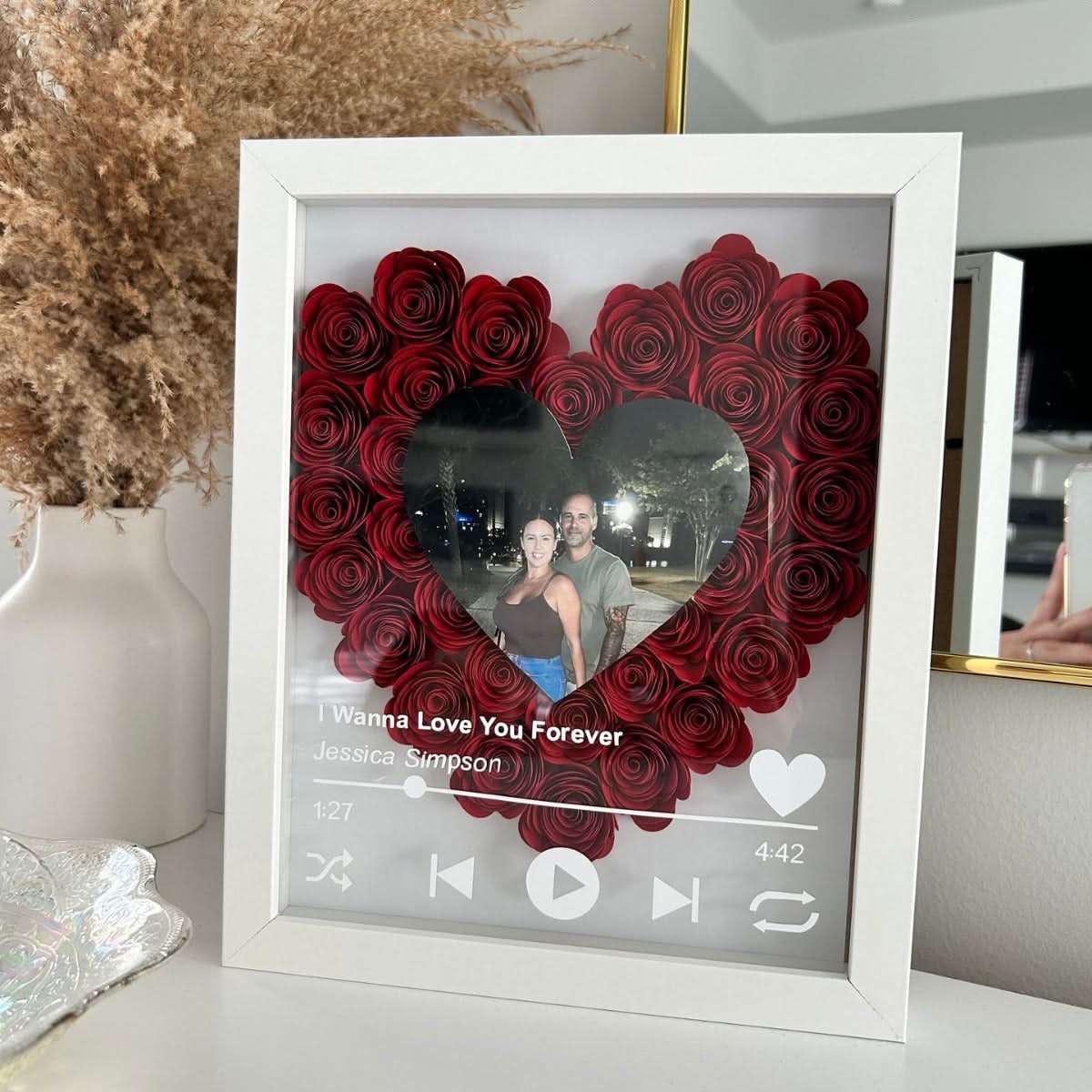 Personalized Double Open Music Flower Shadow Box