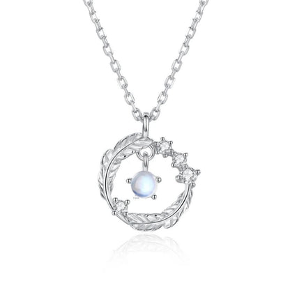 Feather Shaped Silver Plated Necklace with Pendant