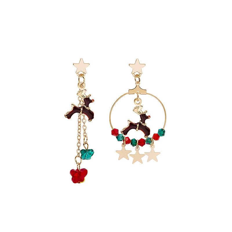 Christmas Elk Star Pendant Earrings Set